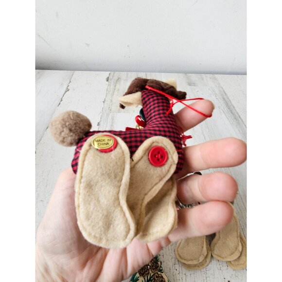 Plush stuffed deer‎ button ornament tree set Xmas - Picture 3 of 8